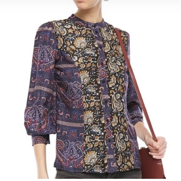 Antik Batik Tops - Anthropologie Antik Batik Keith Printed Silk Blouse Size Medium